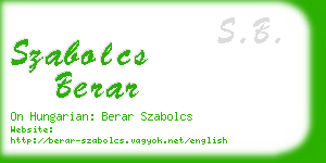 szabolcs berar business card